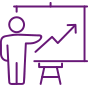 Icon of a business person in front of a chart